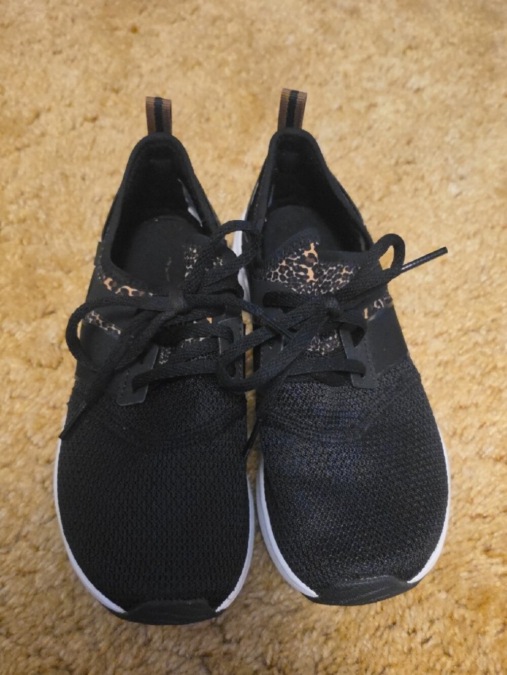 Black New Balance Women's Athletic Sneakers with Leopard Accent - Picture 2 of 3